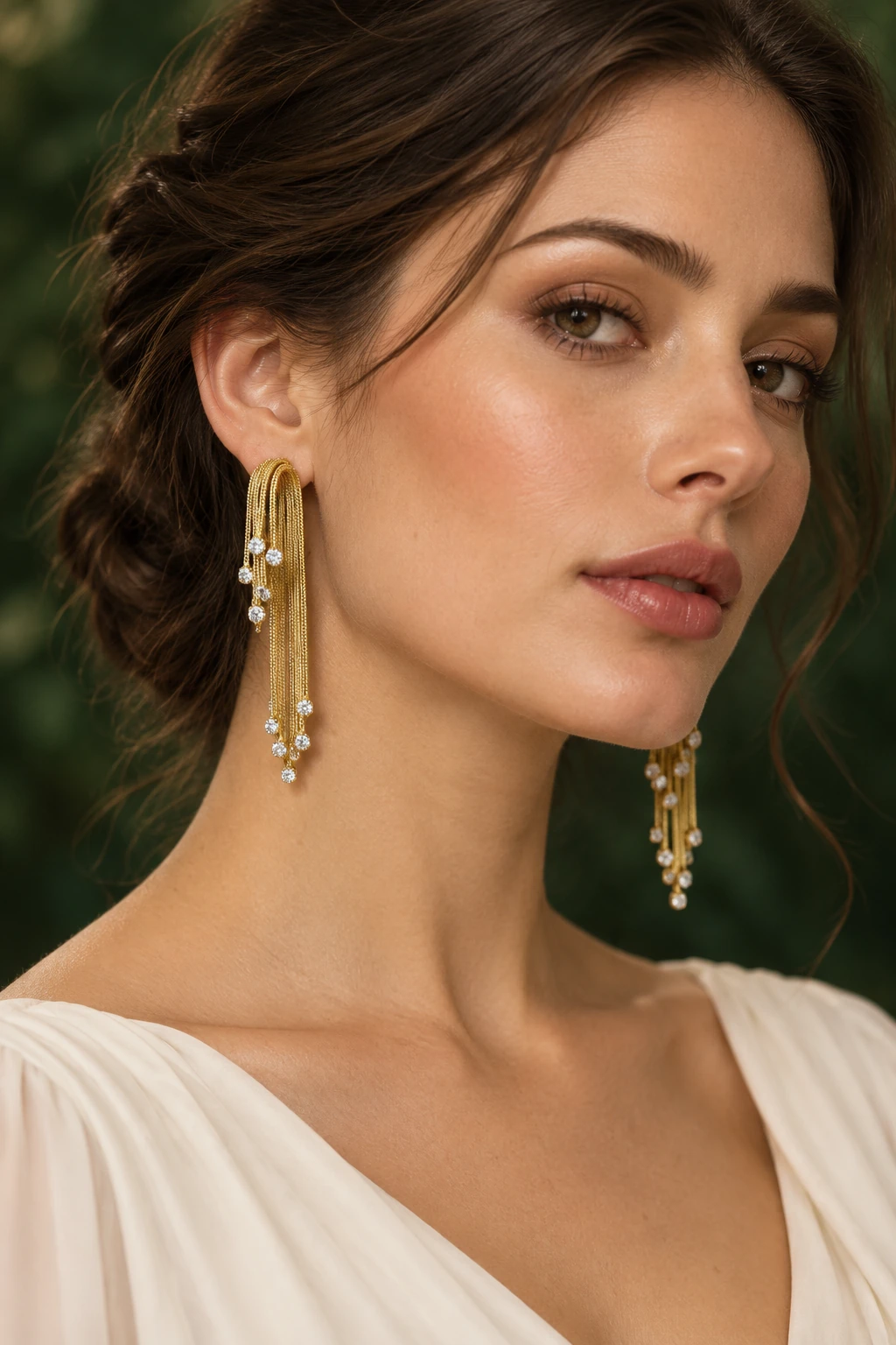 Anna Rose jewelry earrings worn on a model — AI-generated styling preview