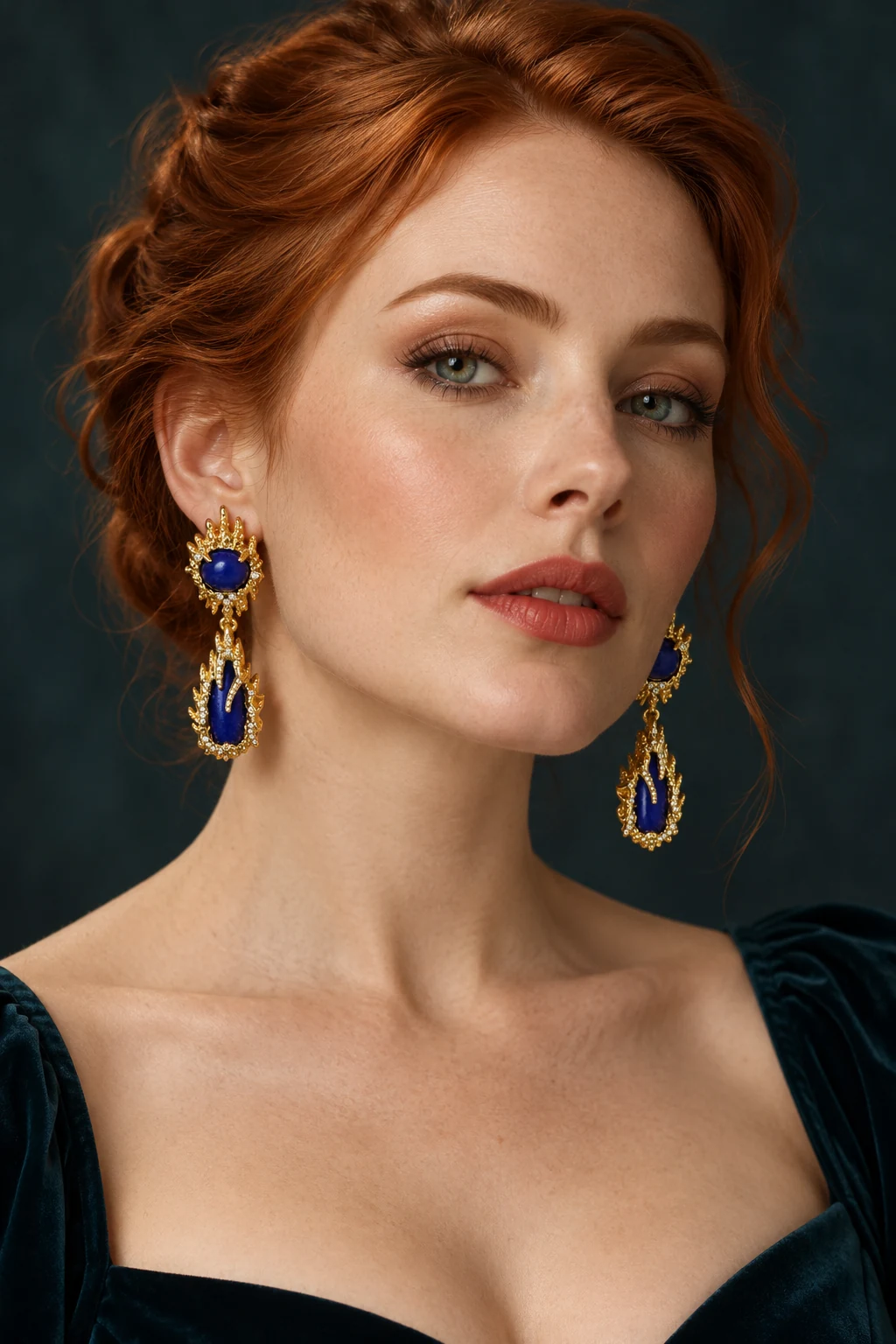 The Juliette Earrings worn on a model — AI-generated styling preview