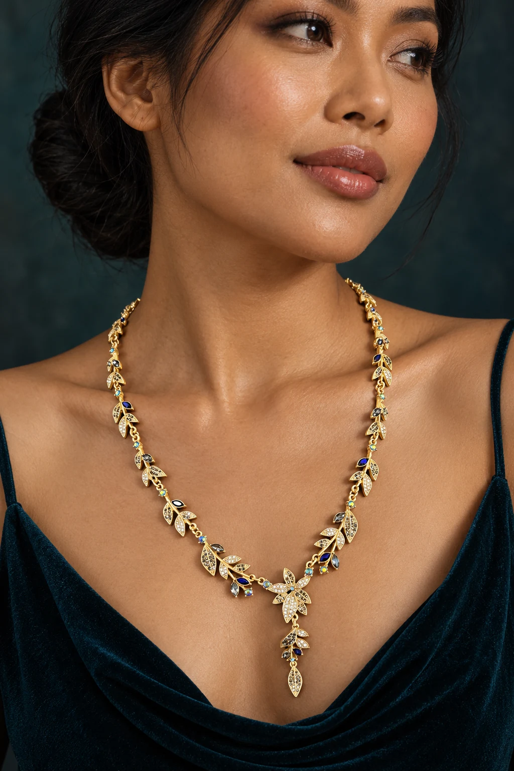 The Amélie Necklace worn on a model — AI-generated styling preview