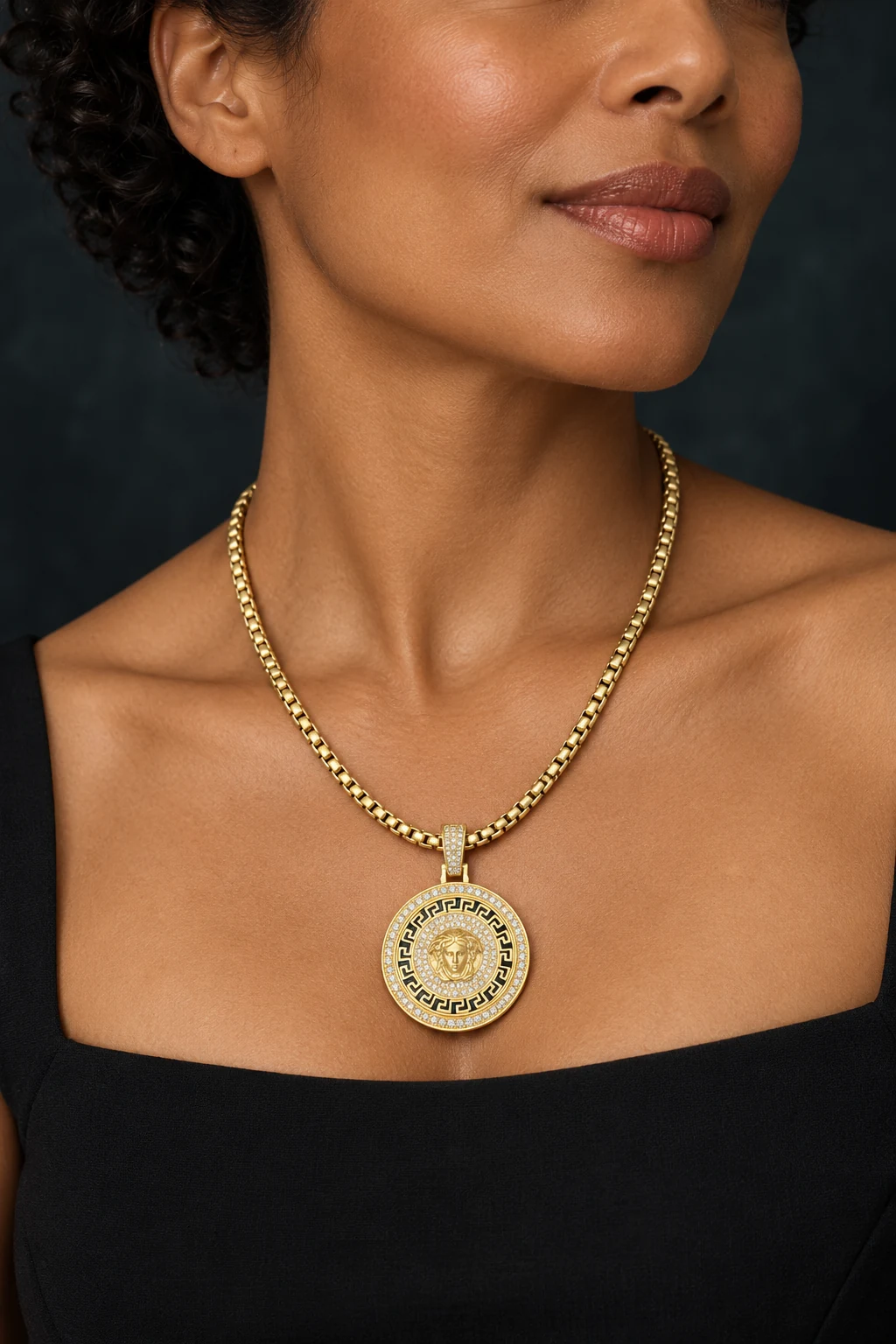The Golden Waltz Necklace worn on a model — AI-generated styling preview