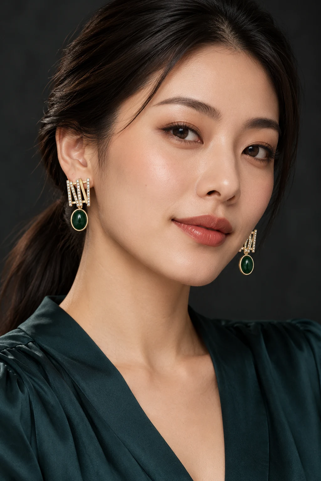 The Seraphine Earrings worn on a model — AI-generated styling preview
