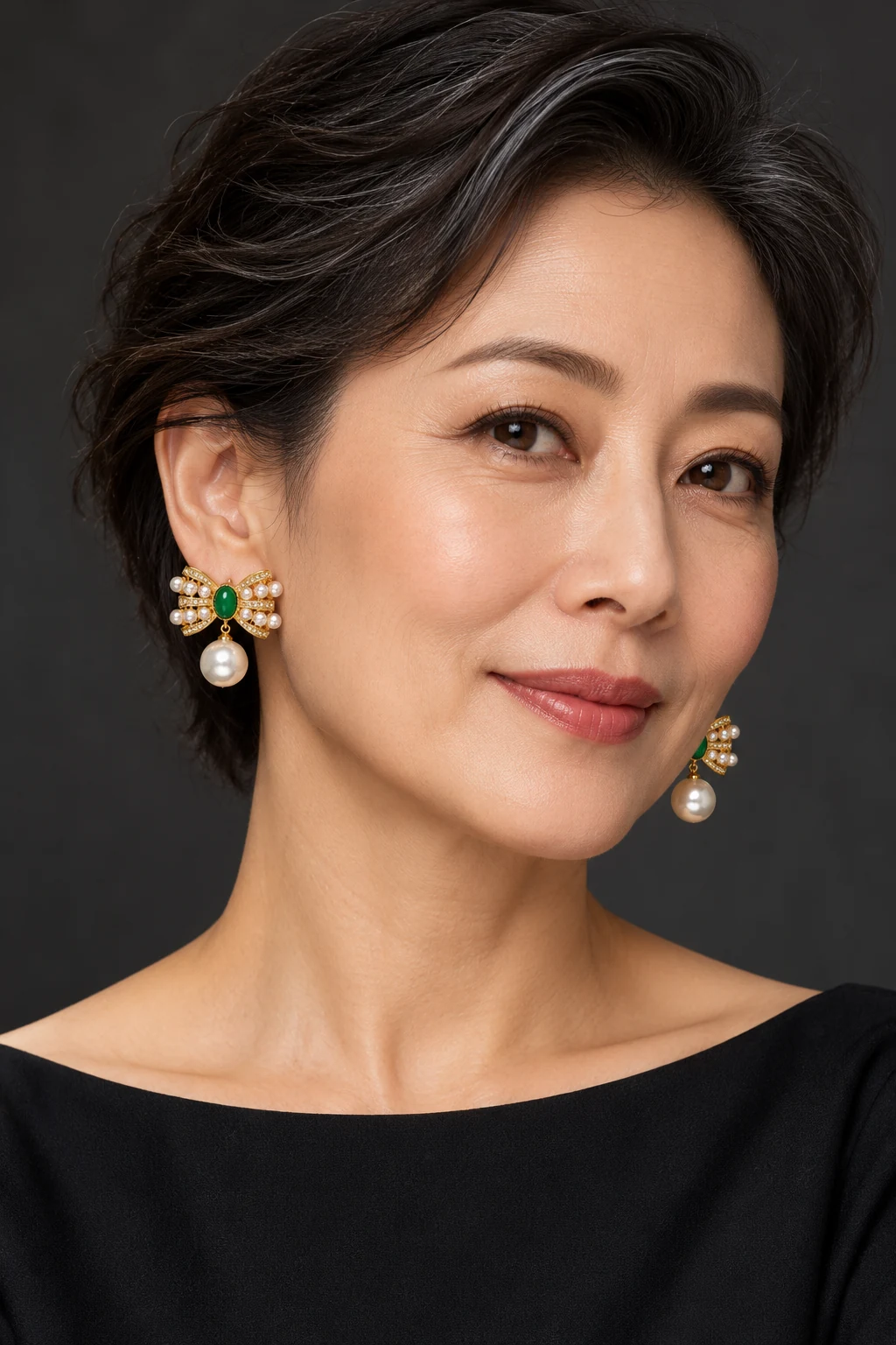 The Ophelia Green Earrings worn on a model — AI-generated styling preview