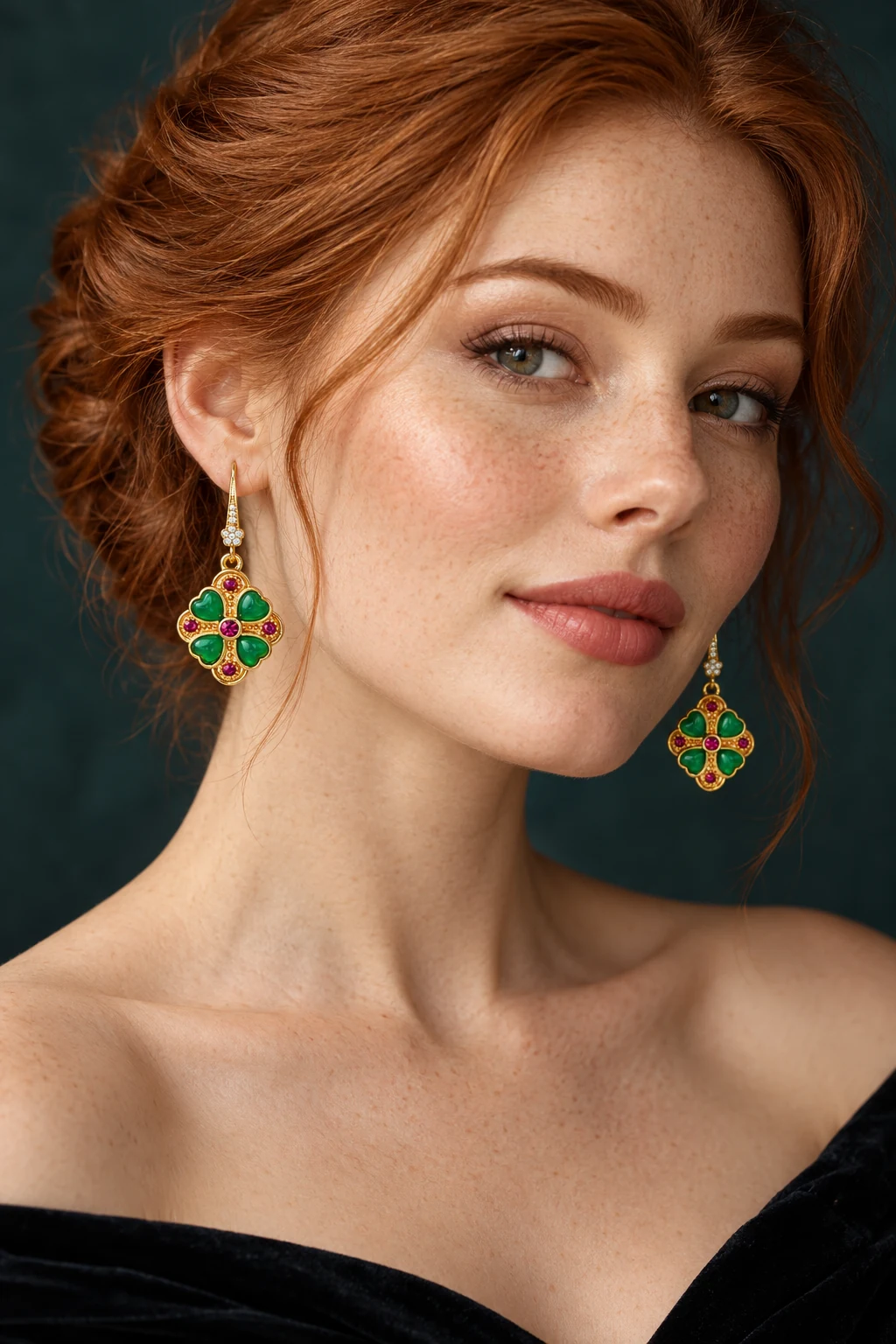 The Élodie Earrings worn on a model — AI-generated styling preview