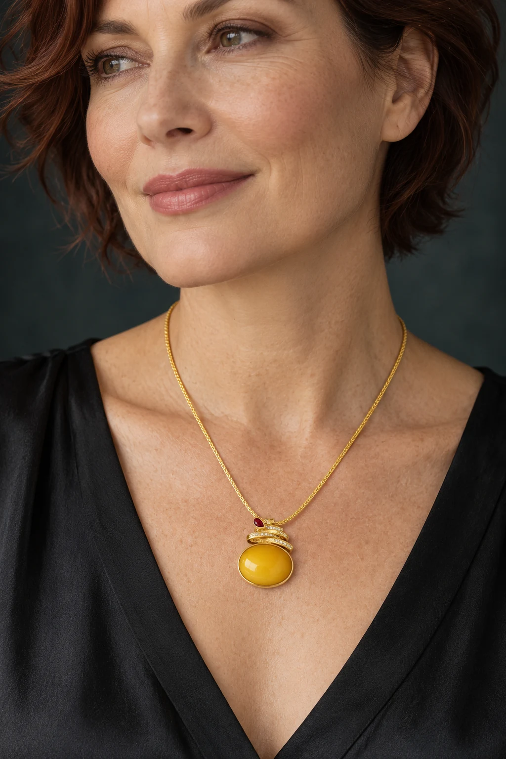 The Arabella Necklace worn on a model — AI-generated styling preview