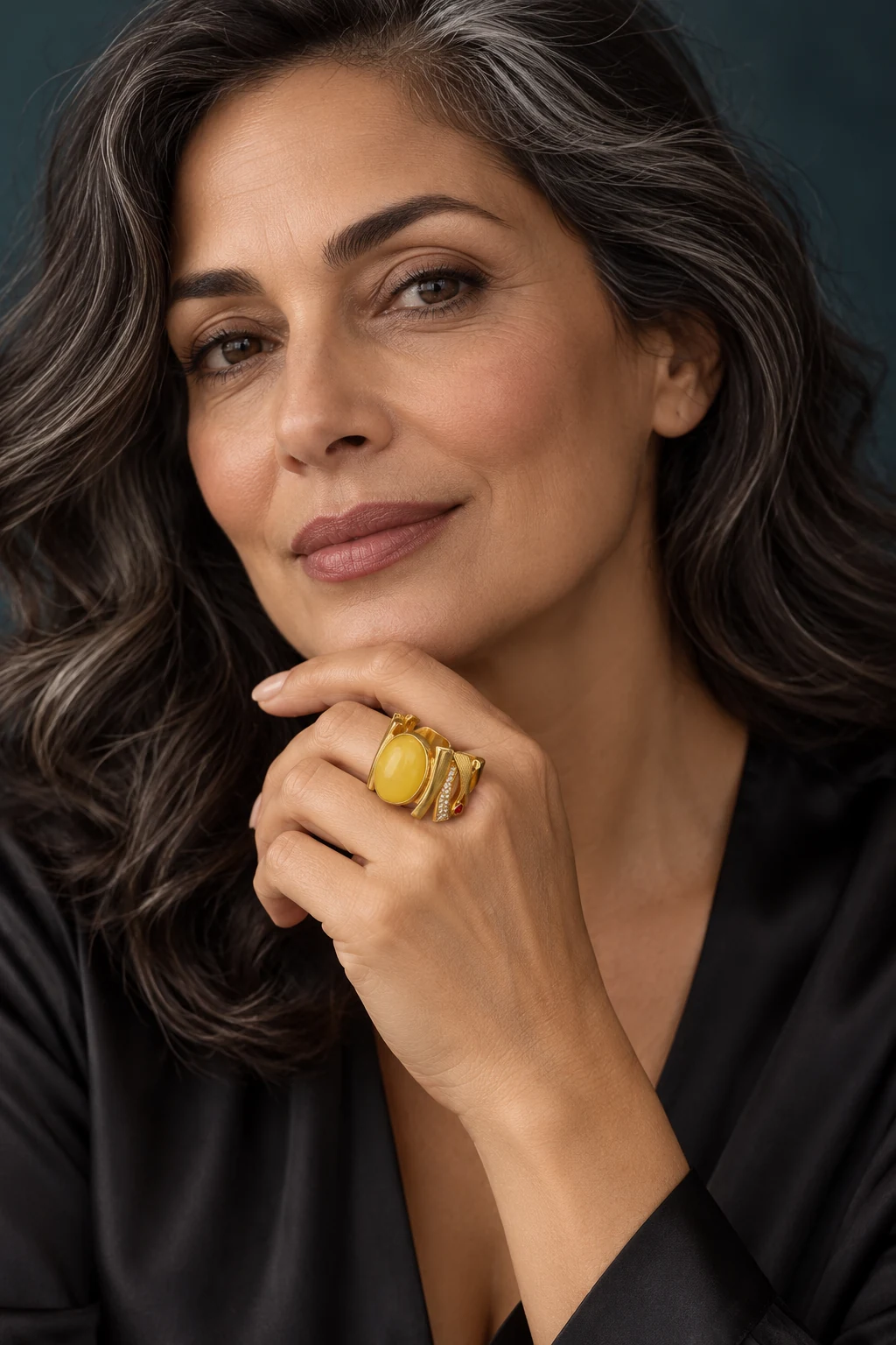The Arabella Yellow Ring worn on a model — AI-generated styling preview