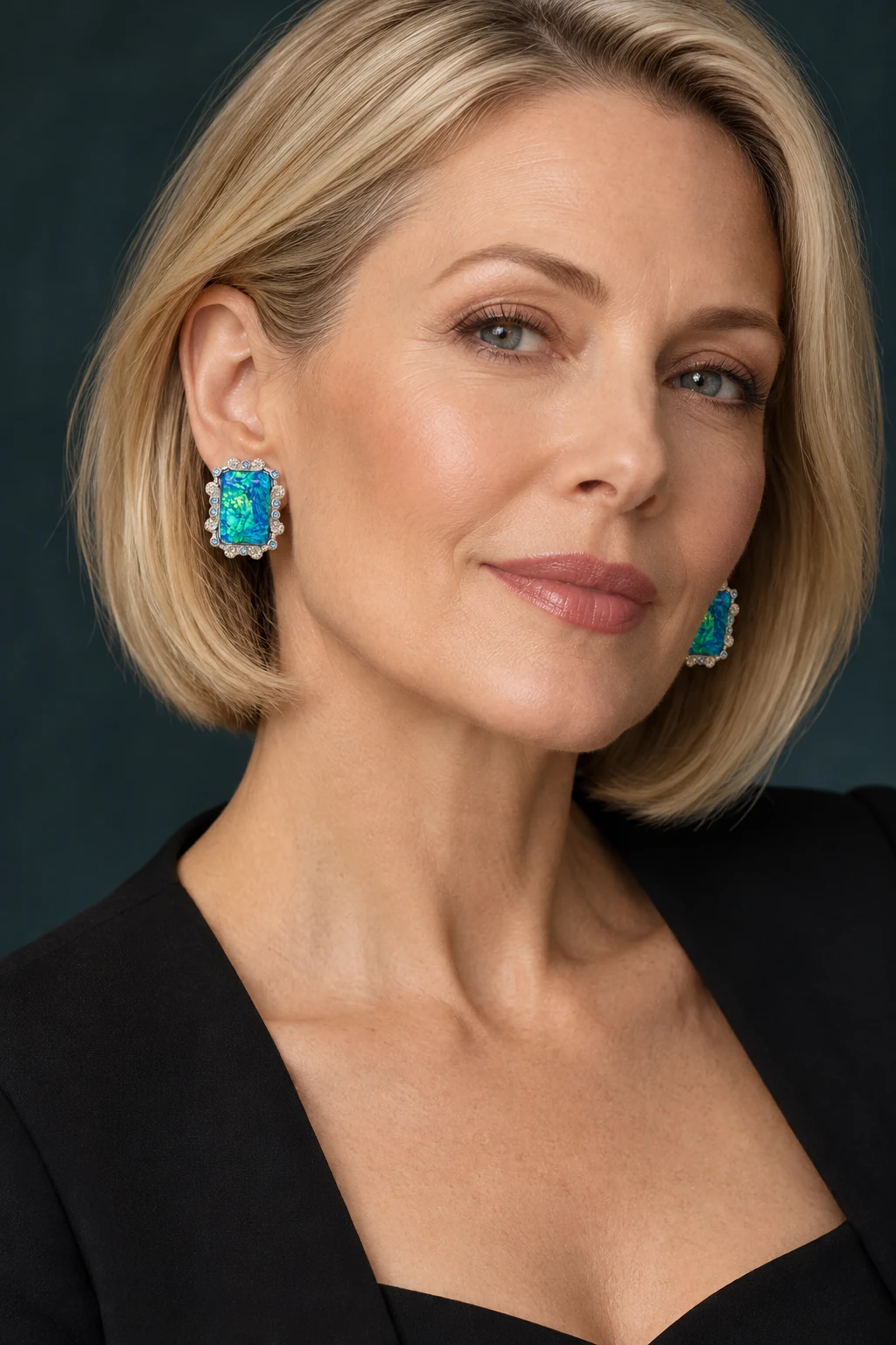 The Celestine Earrings worn on a model — AI-generated styling preview