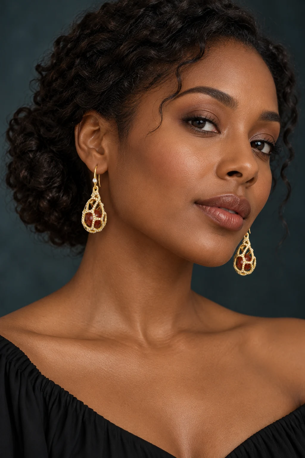 The Paloma Earrings worn on a model — AI-generated styling preview
