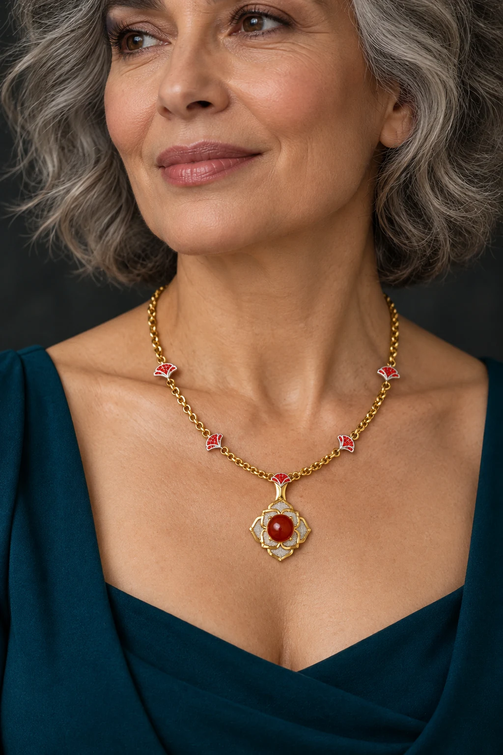 The Madeleine Necklace worn on a model — AI-generated styling preview