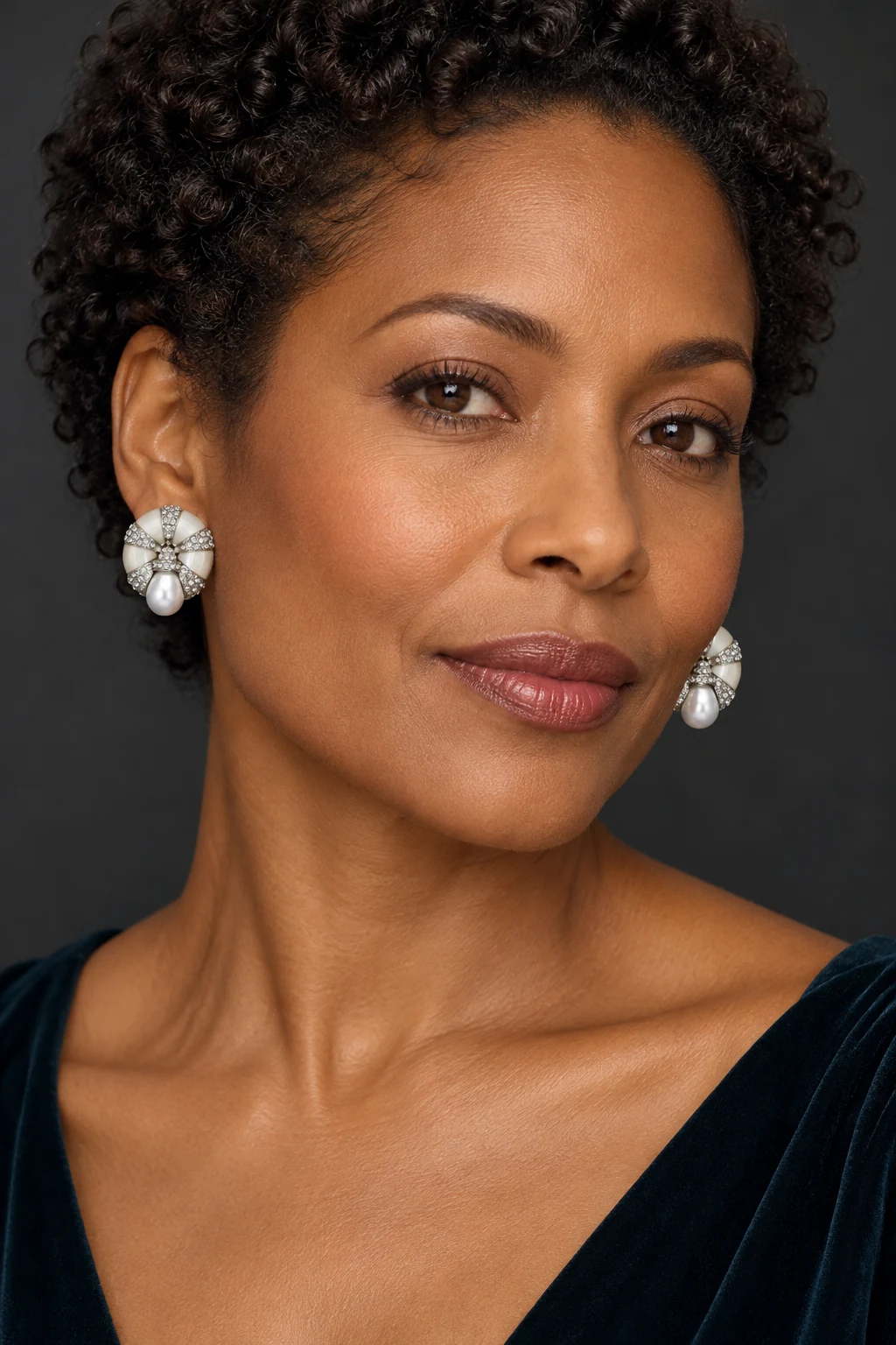 The Golden Reverie White Earrings worn on a model — AI-generated styling preview