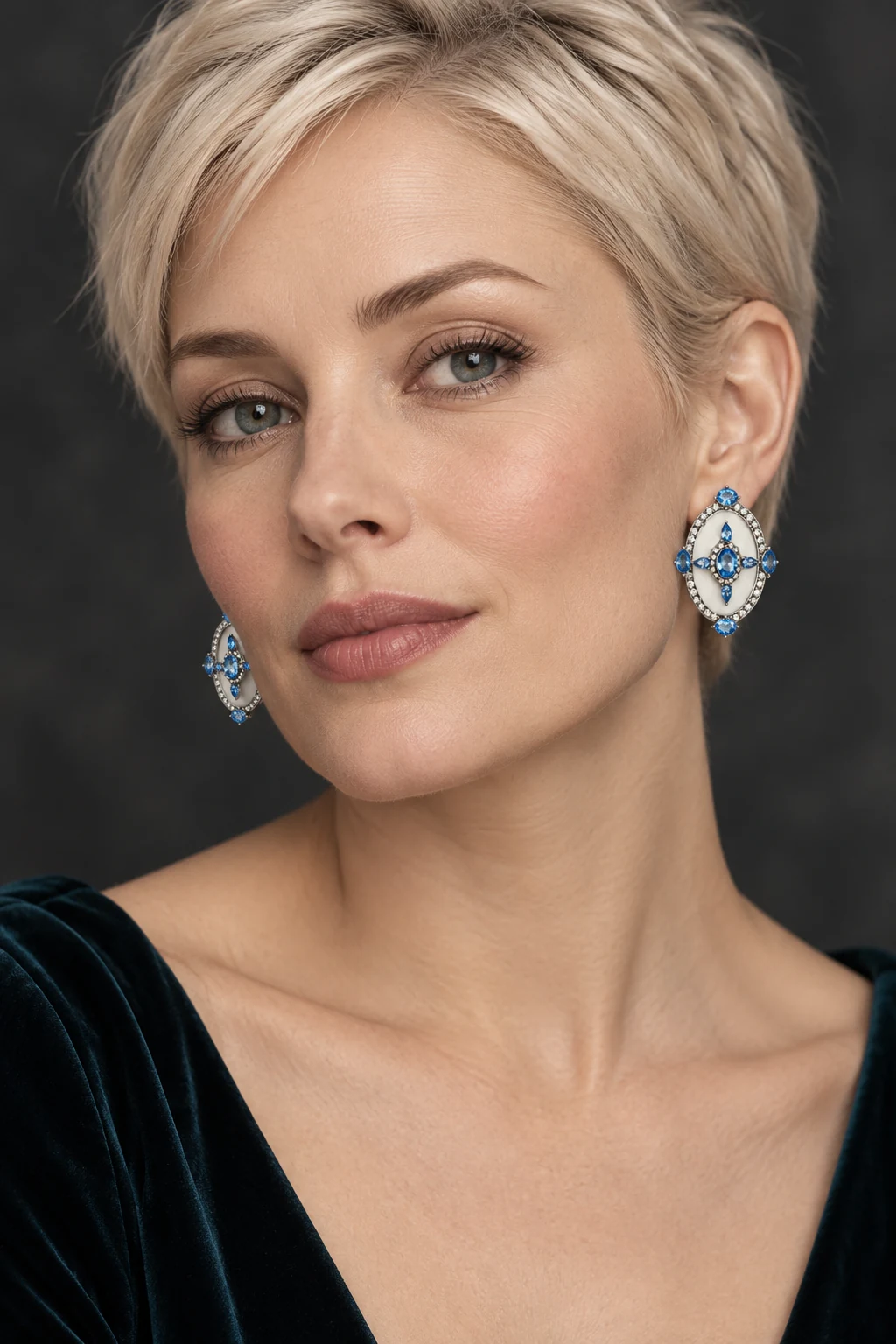 The Antoinette Silver-Tone Earrings worn on a model — AI-generated styling preview