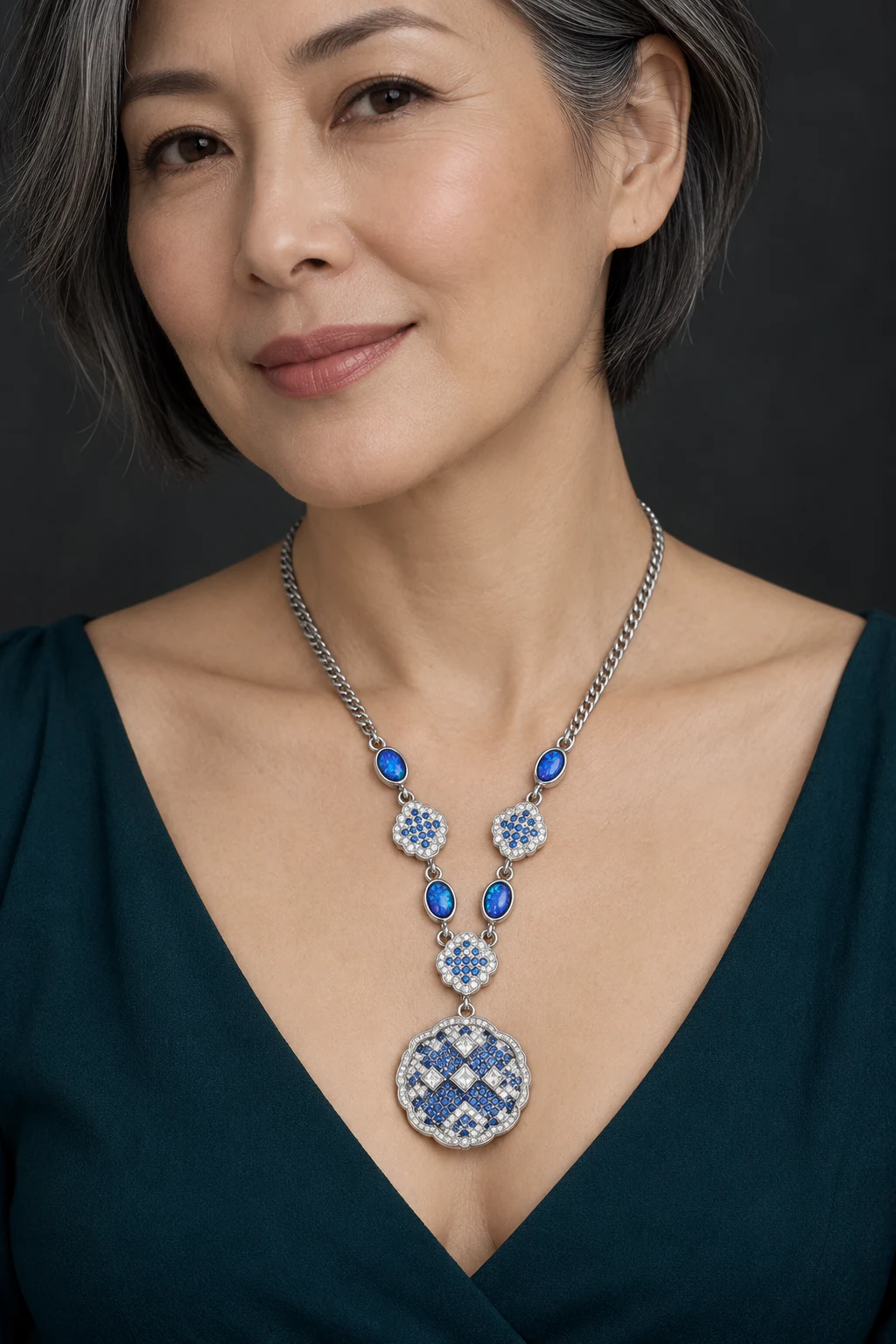 The Anouk Necklace worn on a model — AI-generated styling preview