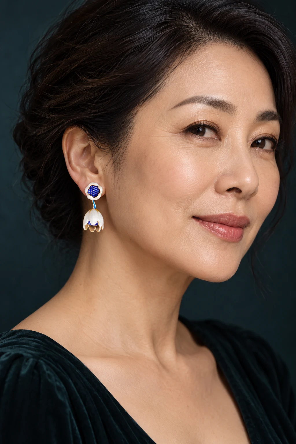 The Léa Serenade Earrings worn on a model — AI-generated styling preview