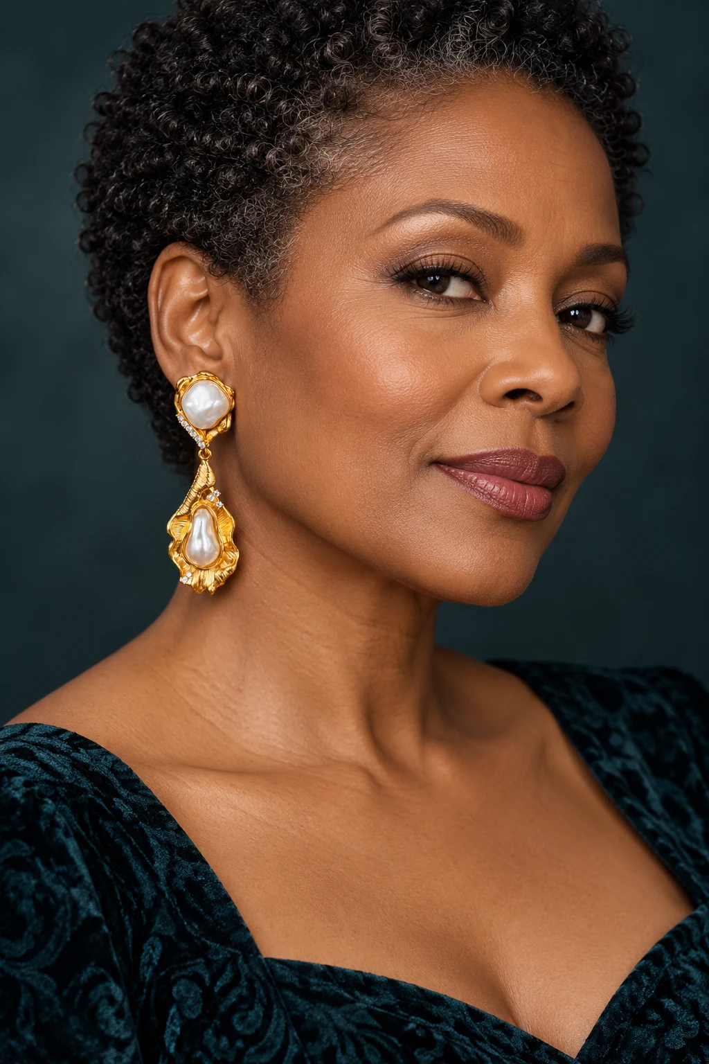 The Cosette Romance Earrings worn on a model — AI-generated styling preview