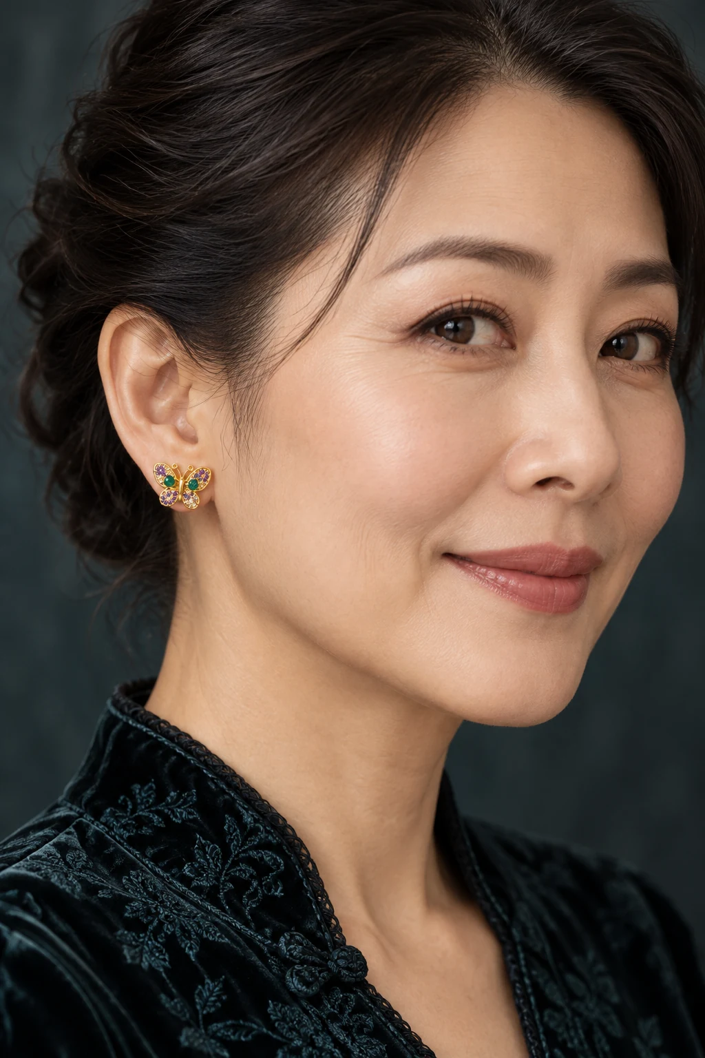 The Ariane Romance Earrings worn on a model — AI-generated styling preview