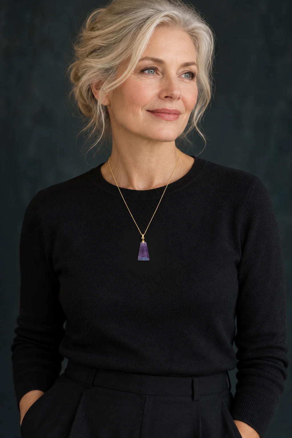 The Éléonore Waltz Necklace worn on a model — AI-generated styling preview