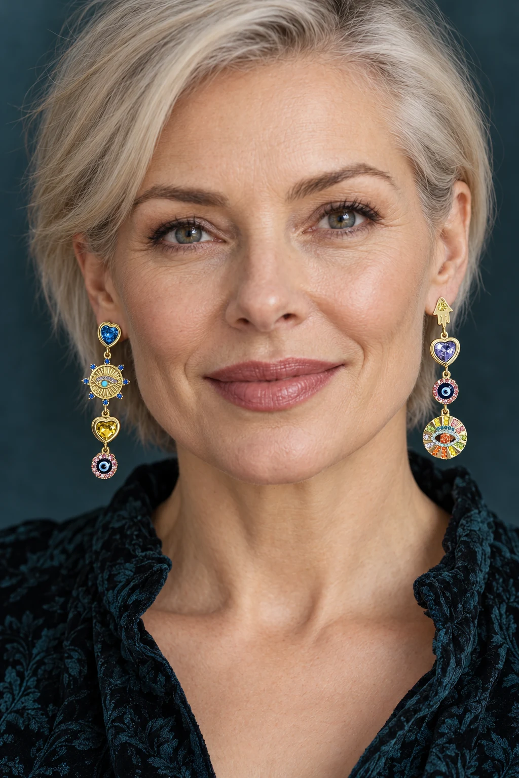 The Clara Éclat Earrings worn on a model — AI-generated styling preview