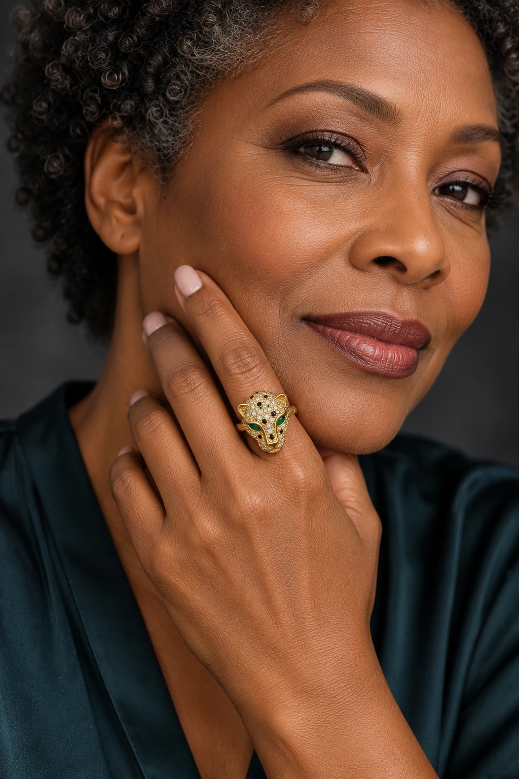 The Salomé Promenade Ring worn on a model — AI-generated styling preview
