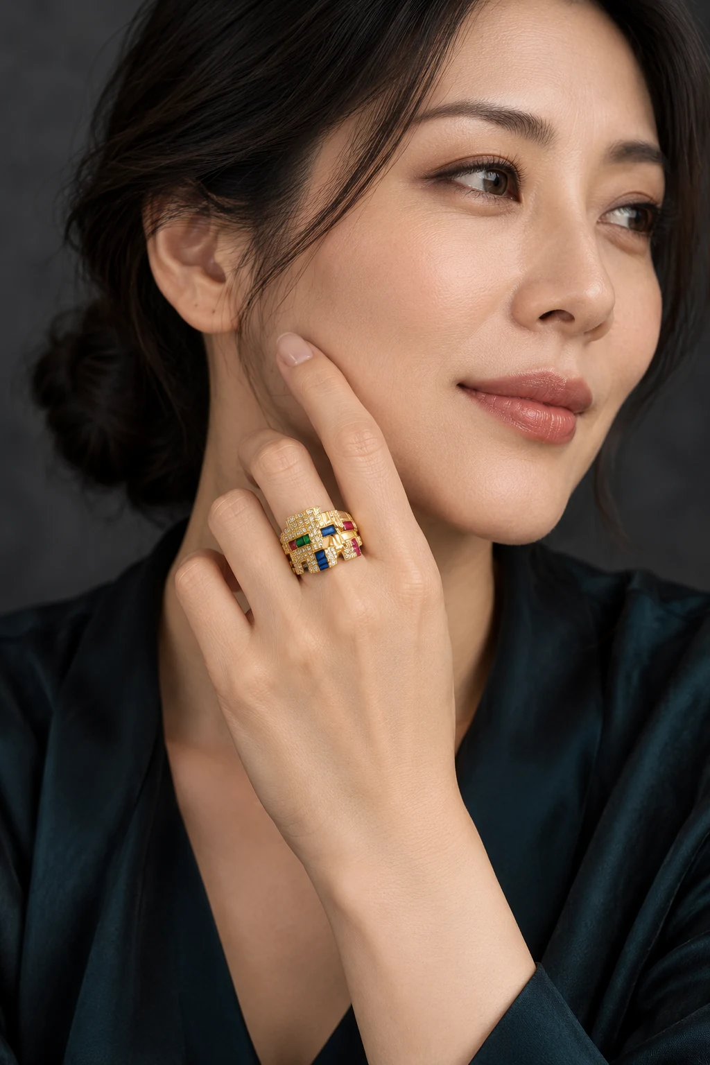The Hortense Waltz Ring worn on a model — AI-generated styling preview