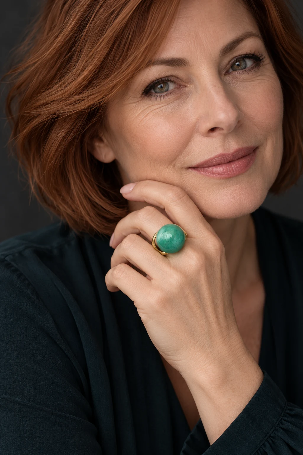 The Roxane Sonata Ring worn on a model — AI-generated styling preview