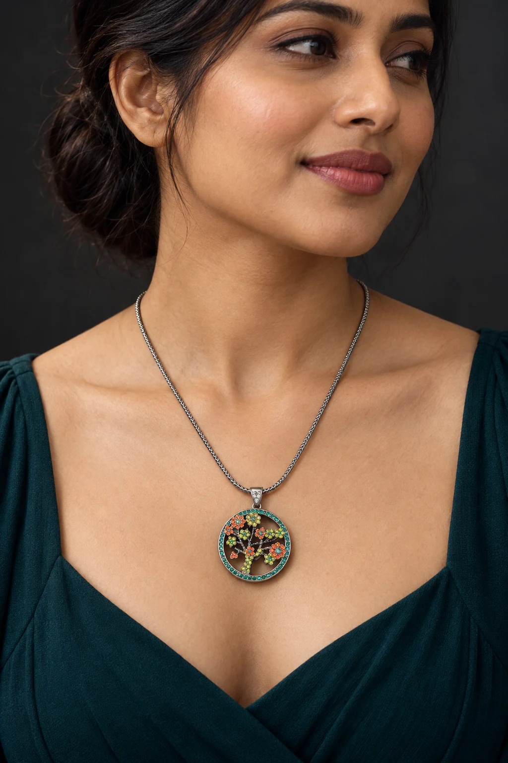 The Aveline Black Necklace worn on a model — AI-generated styling preview