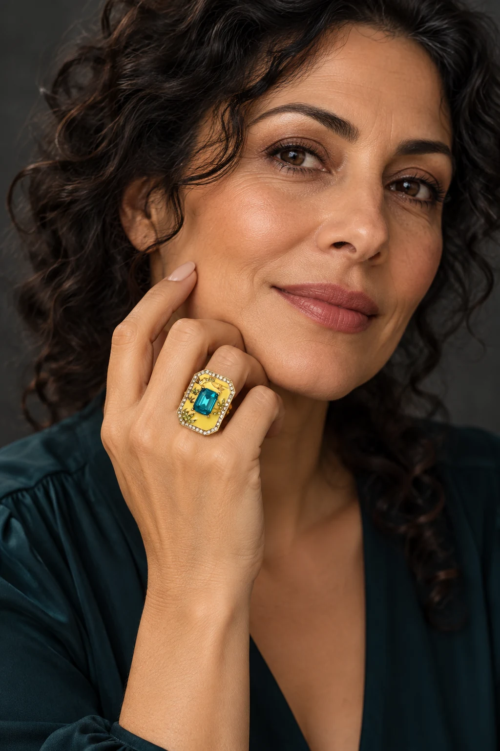 The Louise Romance Yellow Ring worn on a model — AI-generated styling preview