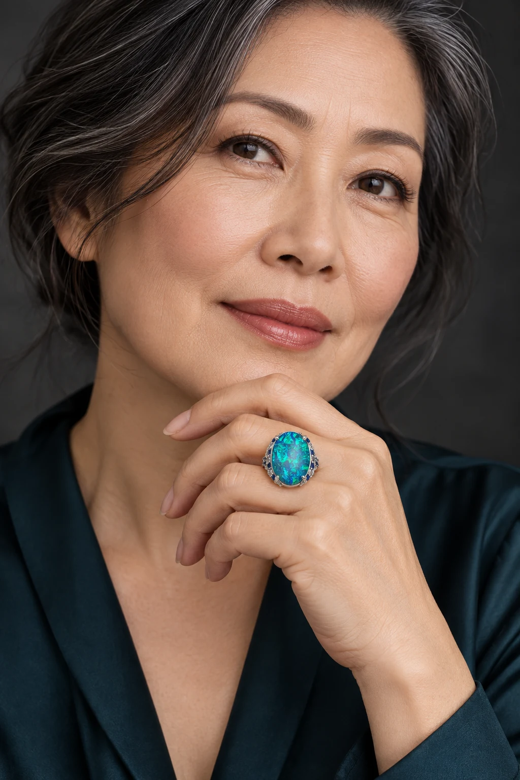 The Marielle Sonnet Ring worn on a model — AI-generated styling preview