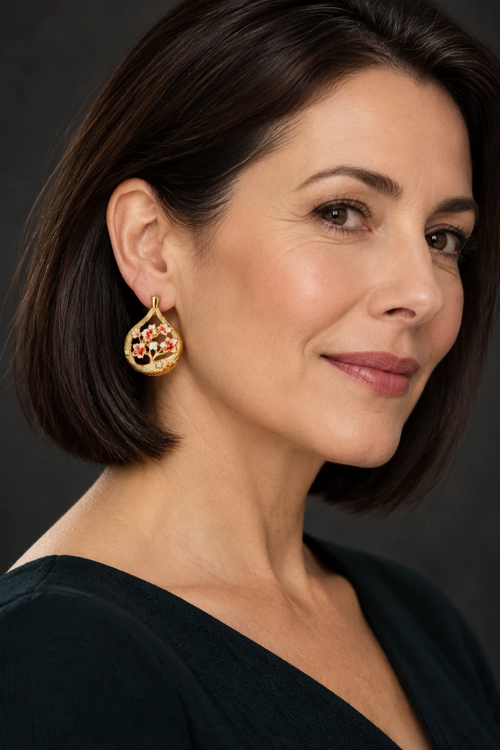 The Mirabelle Gold-Tone Earrings worn on a model — AI-generated styling preview