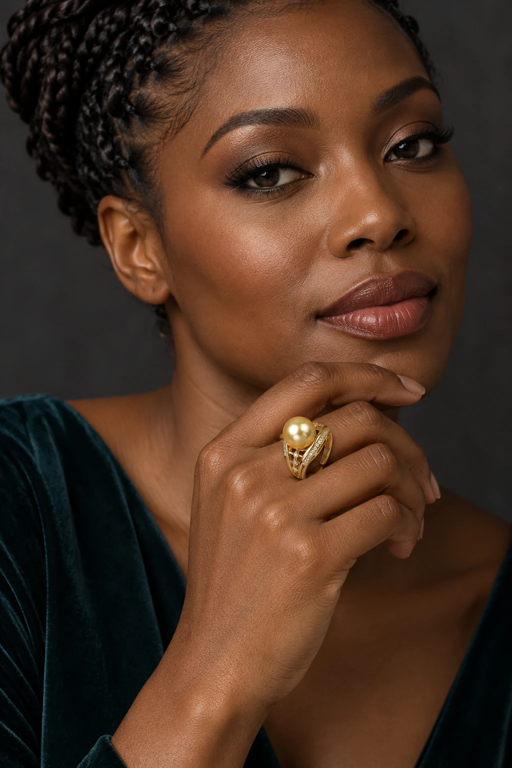The Inès Reverie Yellow Ring worn on a model — AI-generated styling preview