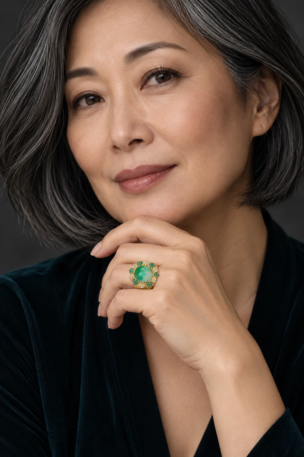 The Coralie Fable White Ring worn on a model — AI-generated styling preview