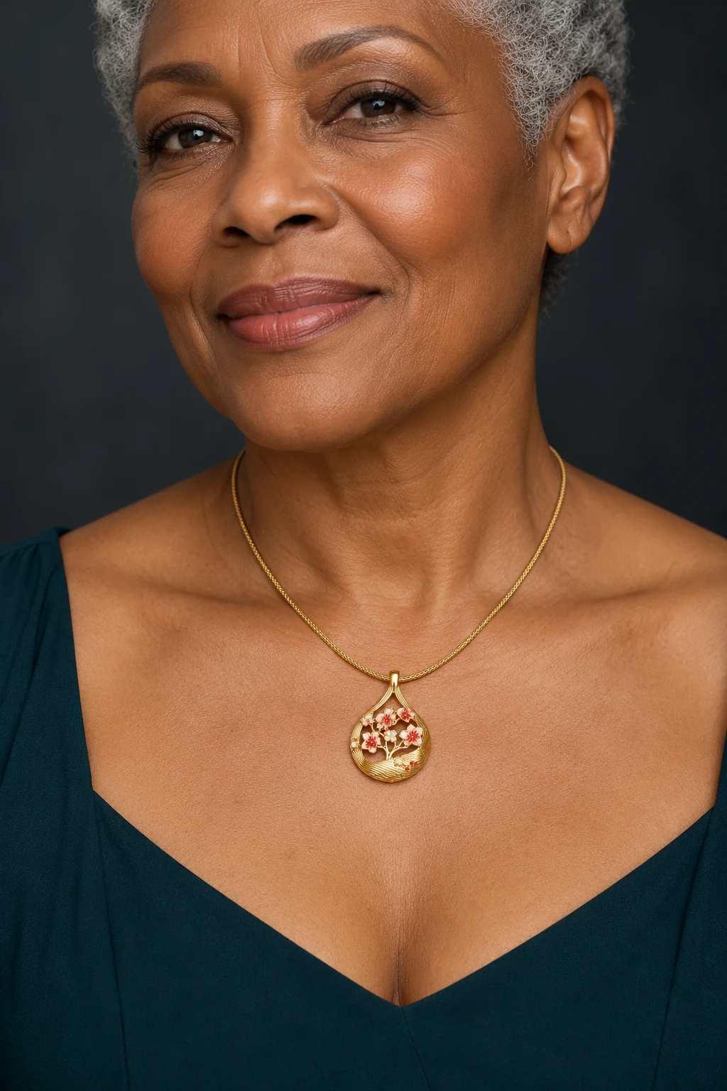 The Mirabelle Gold-Tone Necklace worn on a model — AI-generated styling preview