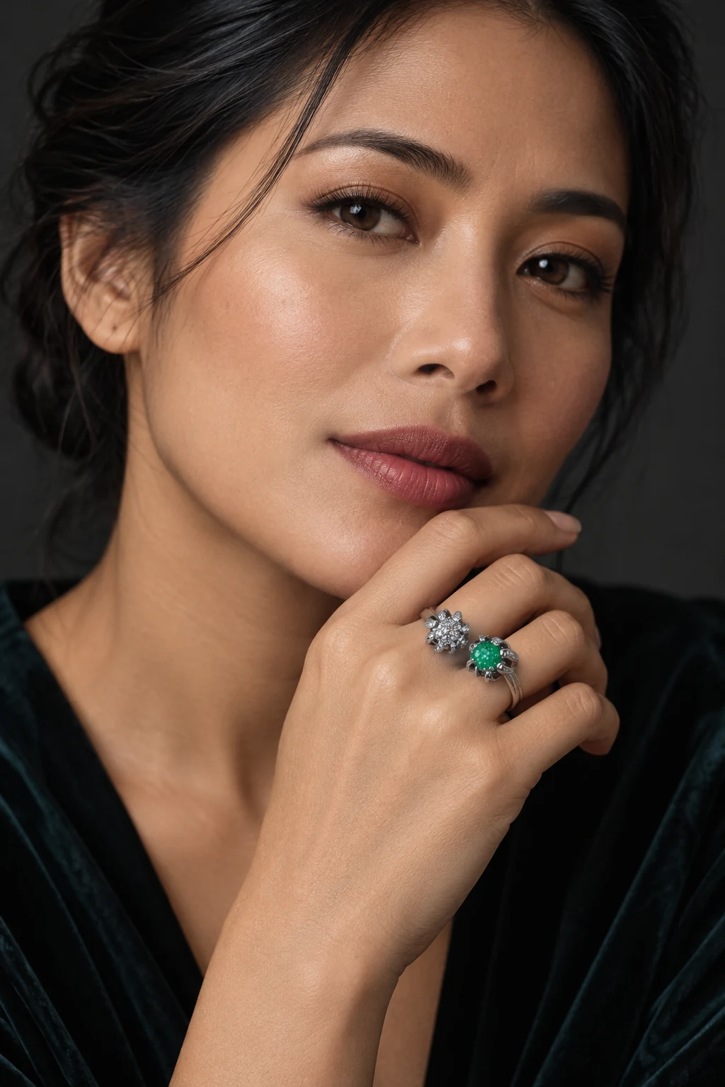 The Lise Serenade Ring worn on a model — AI-generated styling preview