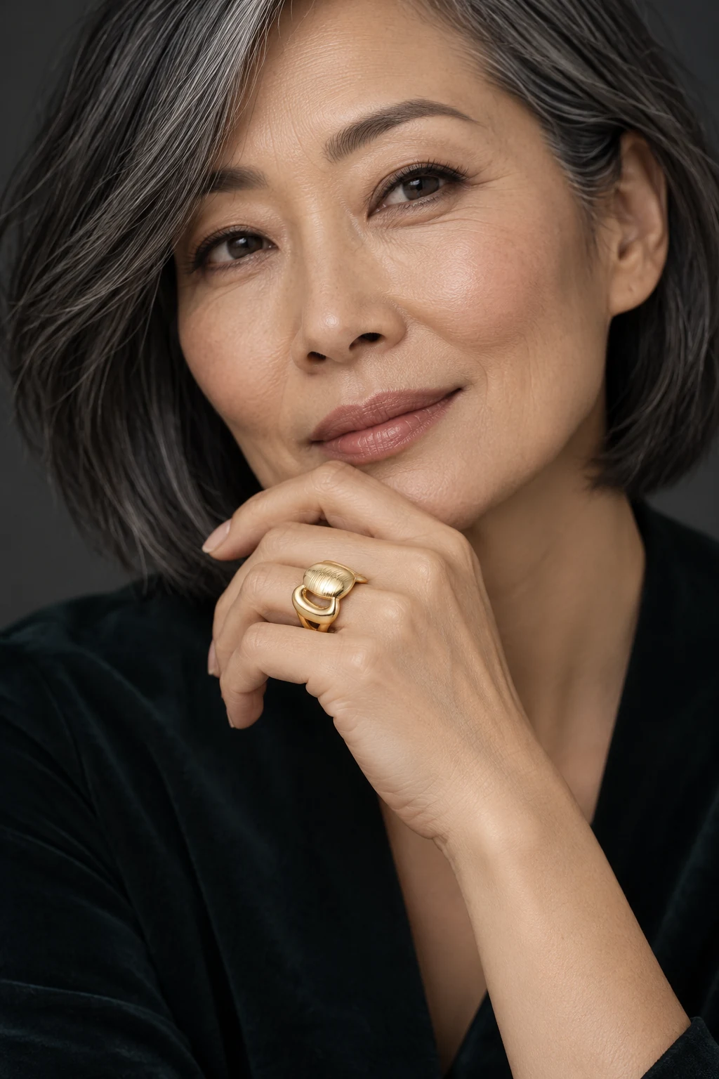 The Théa Fable Ring worn on a model — AI-generated styling preview