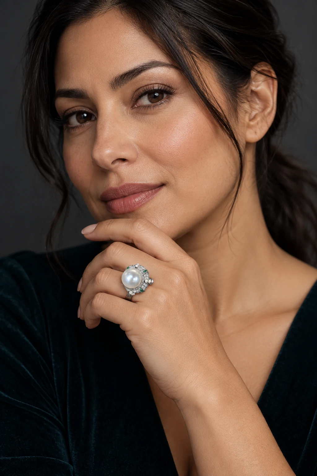 The Mireille Jardin Silver-Tone Ring worn on a model — AI-generated styling preview