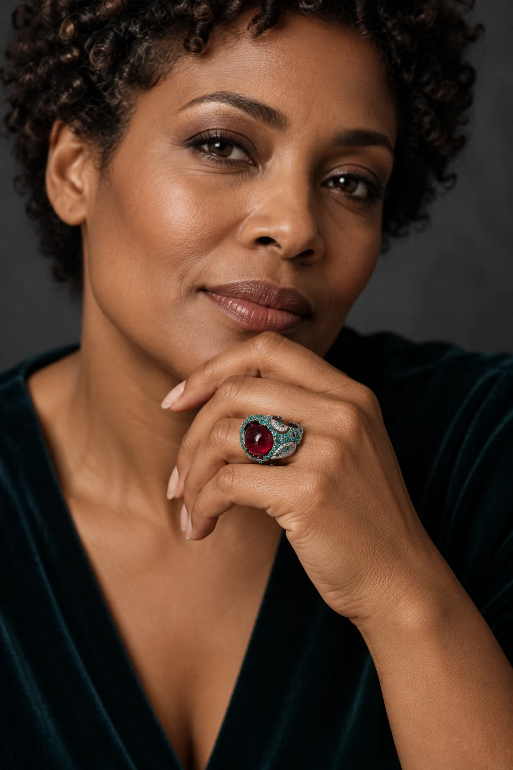 The Margaux Jardin Silver-Tone Ring worn on a model — AI-generated styling preview