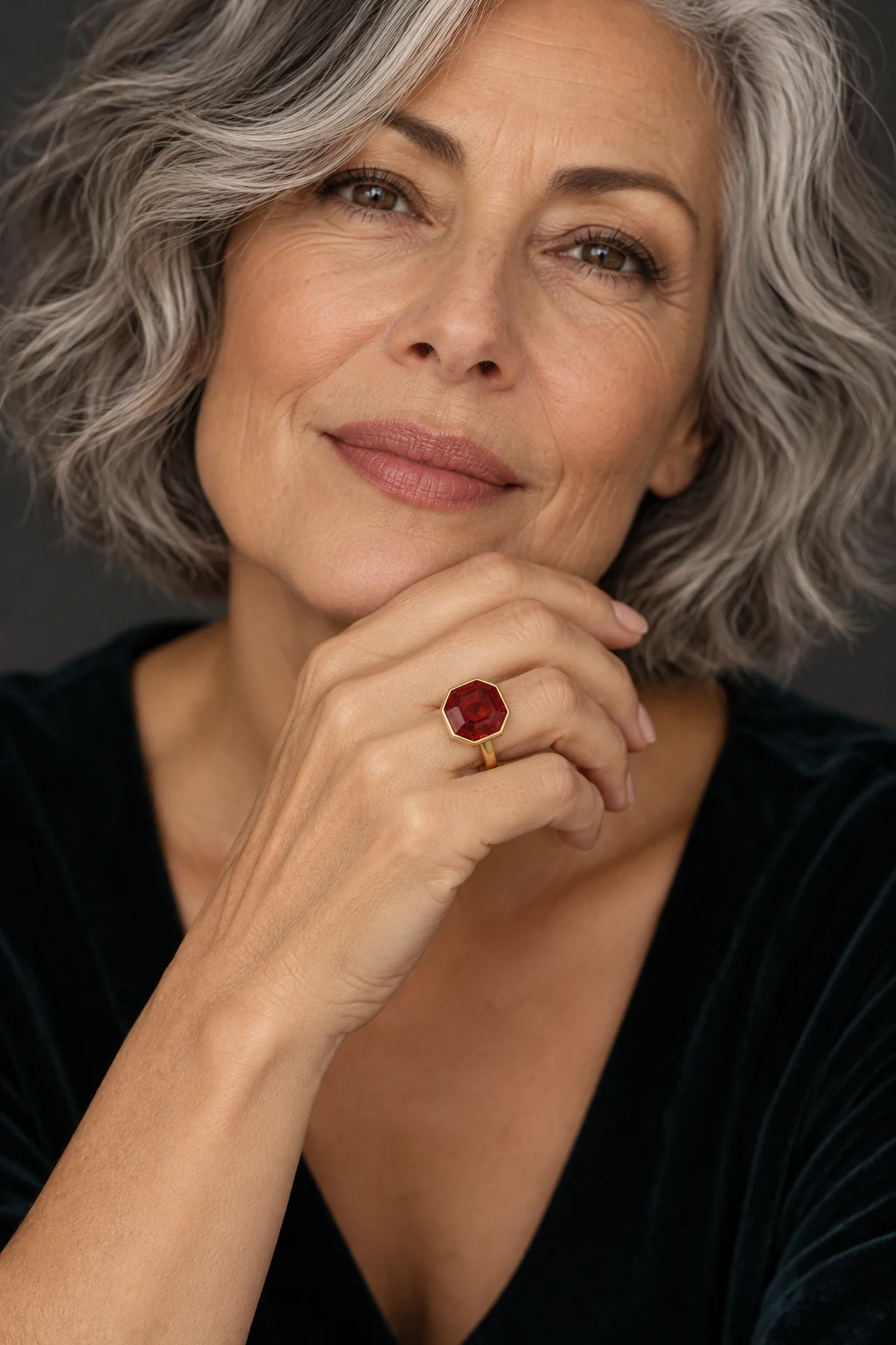 The Francine Éclat Ring worn on a model — AI-generated styling preview