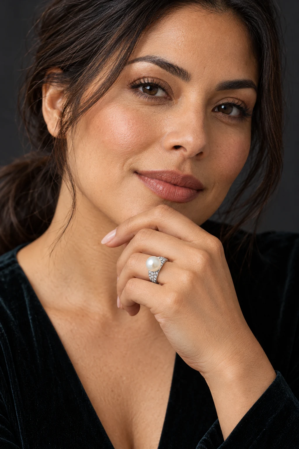 The Sophie Serenade Ring worn on a model — AI-generated styling preview