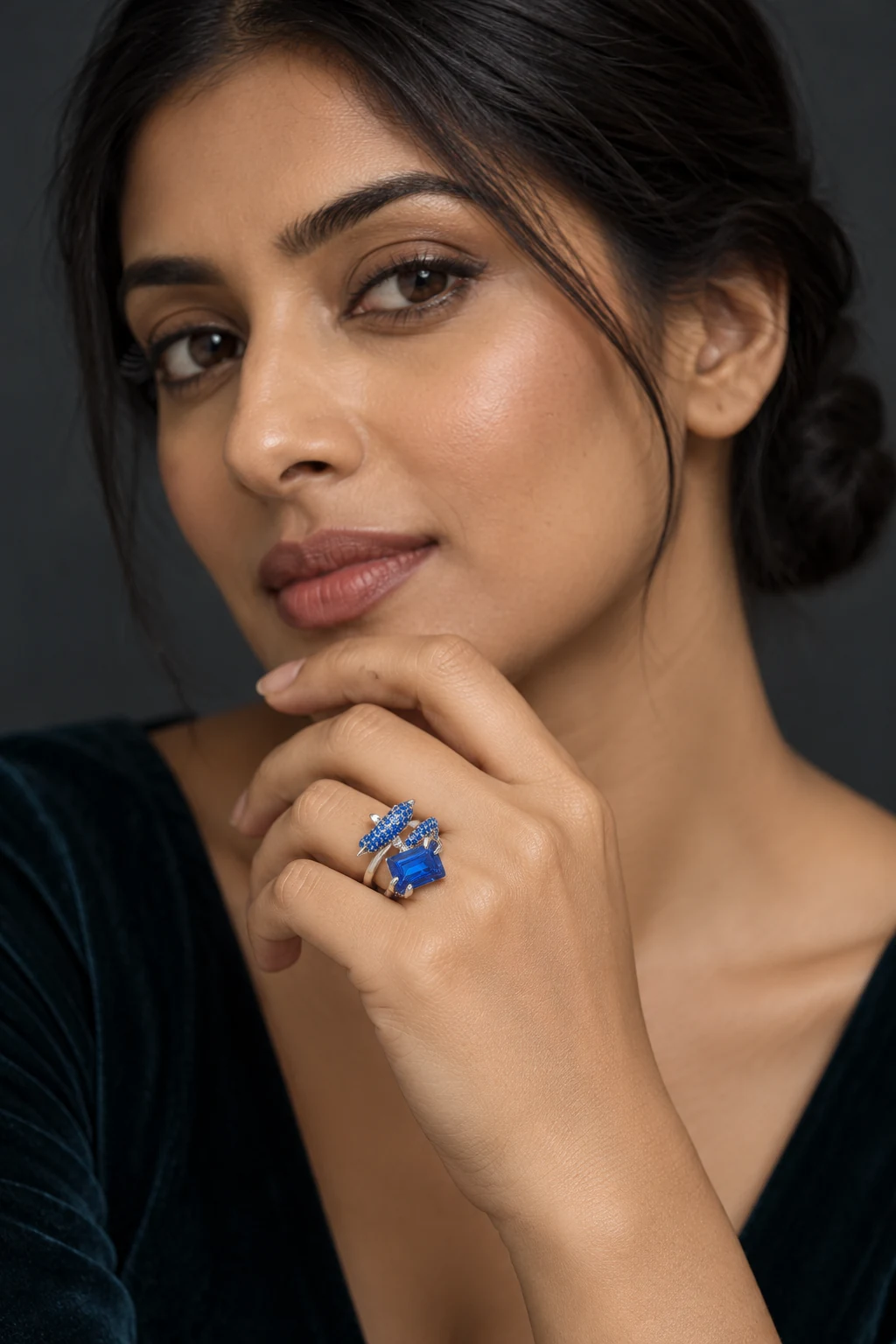 The Cypress Ring worn on a model — AI-generated styling preview
