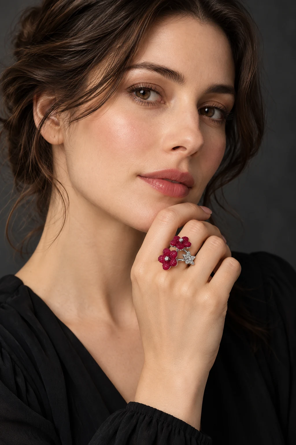 The Renée Muse Ring worn on a model — AI-generated styling preview