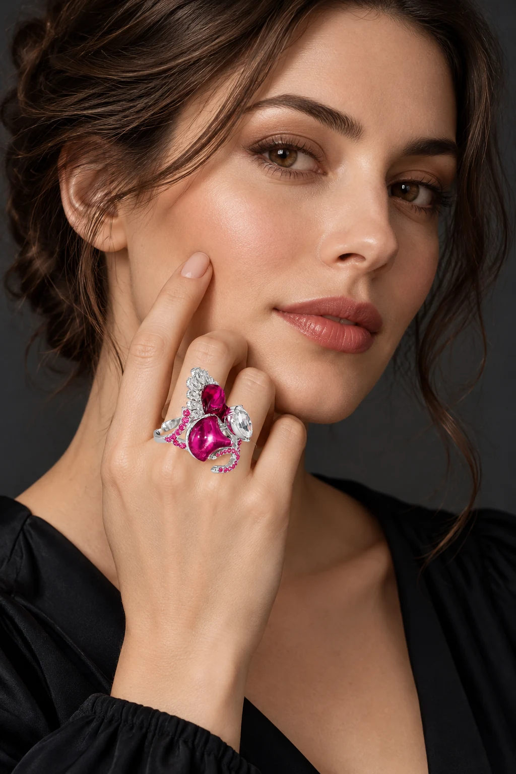 The Adrienne Sonata Ring worn on a model — AI-generated styling preview