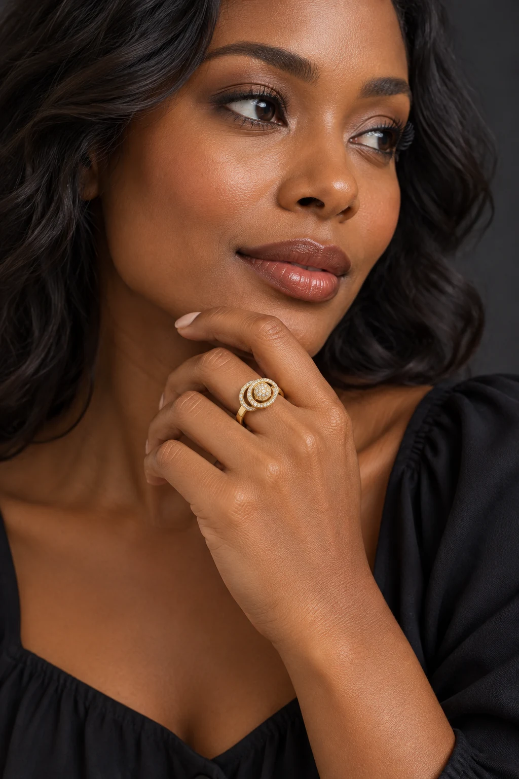 The Alix Rhapsody Ring worn on a model — AI-generated styling preview