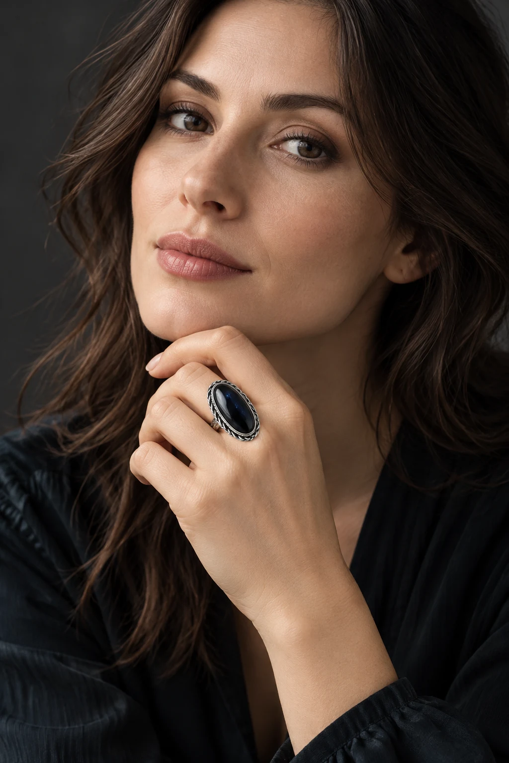 The Rose Fleur Ring worn on a model — AI-generated styling preview