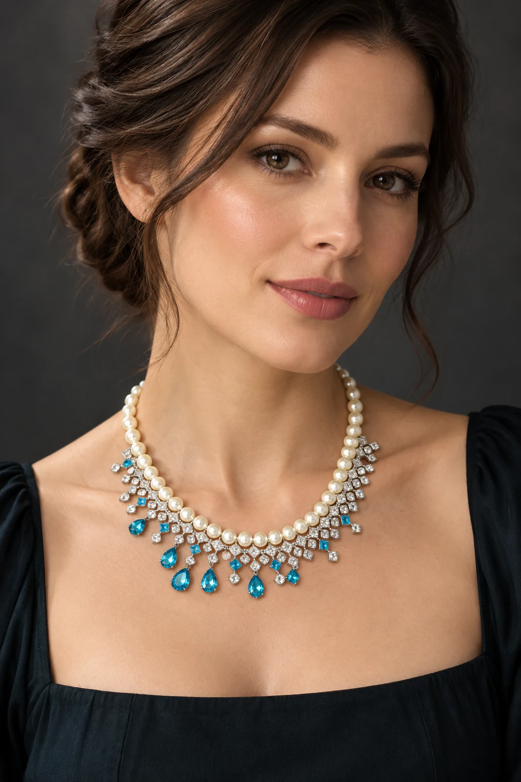 The Clara Fleur Necklace worn on a model — AI-generated styling preview