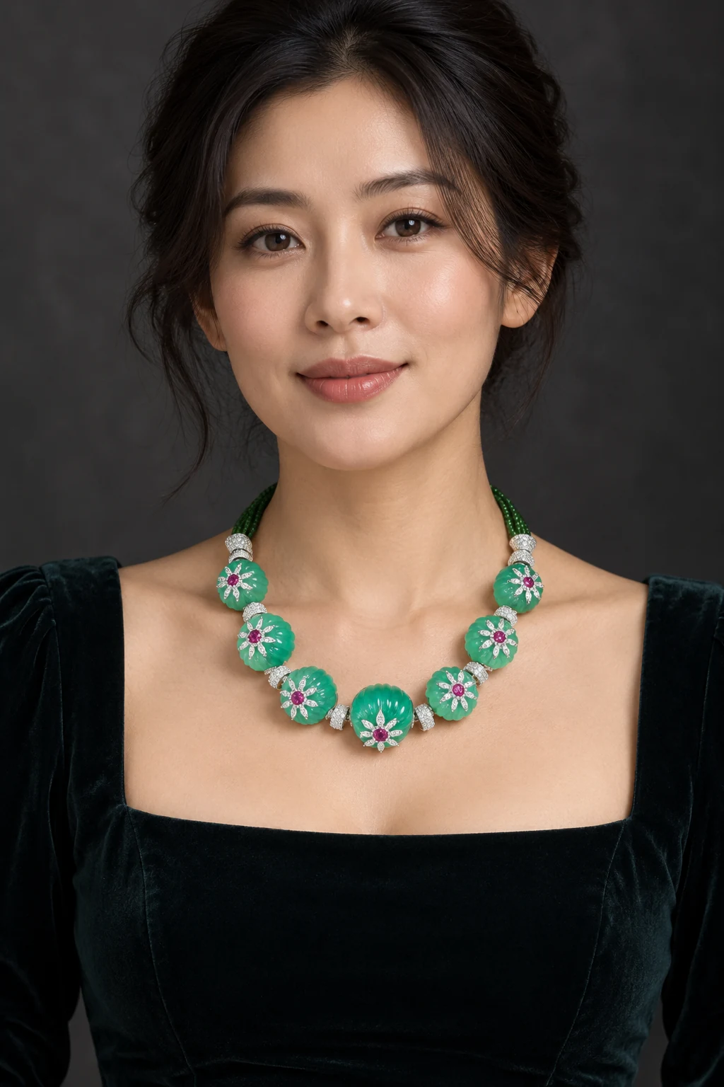 The Philomène Fable Necklace worn on a model — AI-generated styling preview