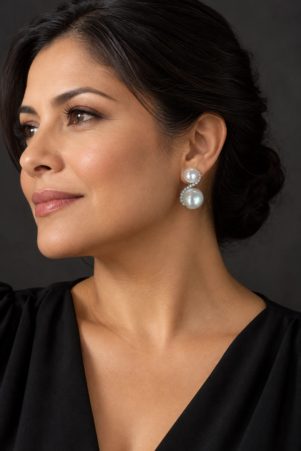 The Oriane Sonnet Earrings worn on a model — AI-generated styling preview