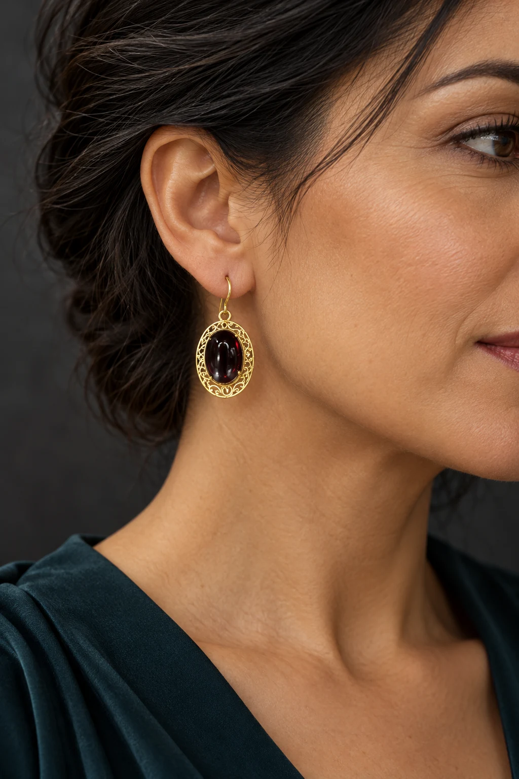The Colette Promenade Earrings worn on a model — AI-generated styling preview