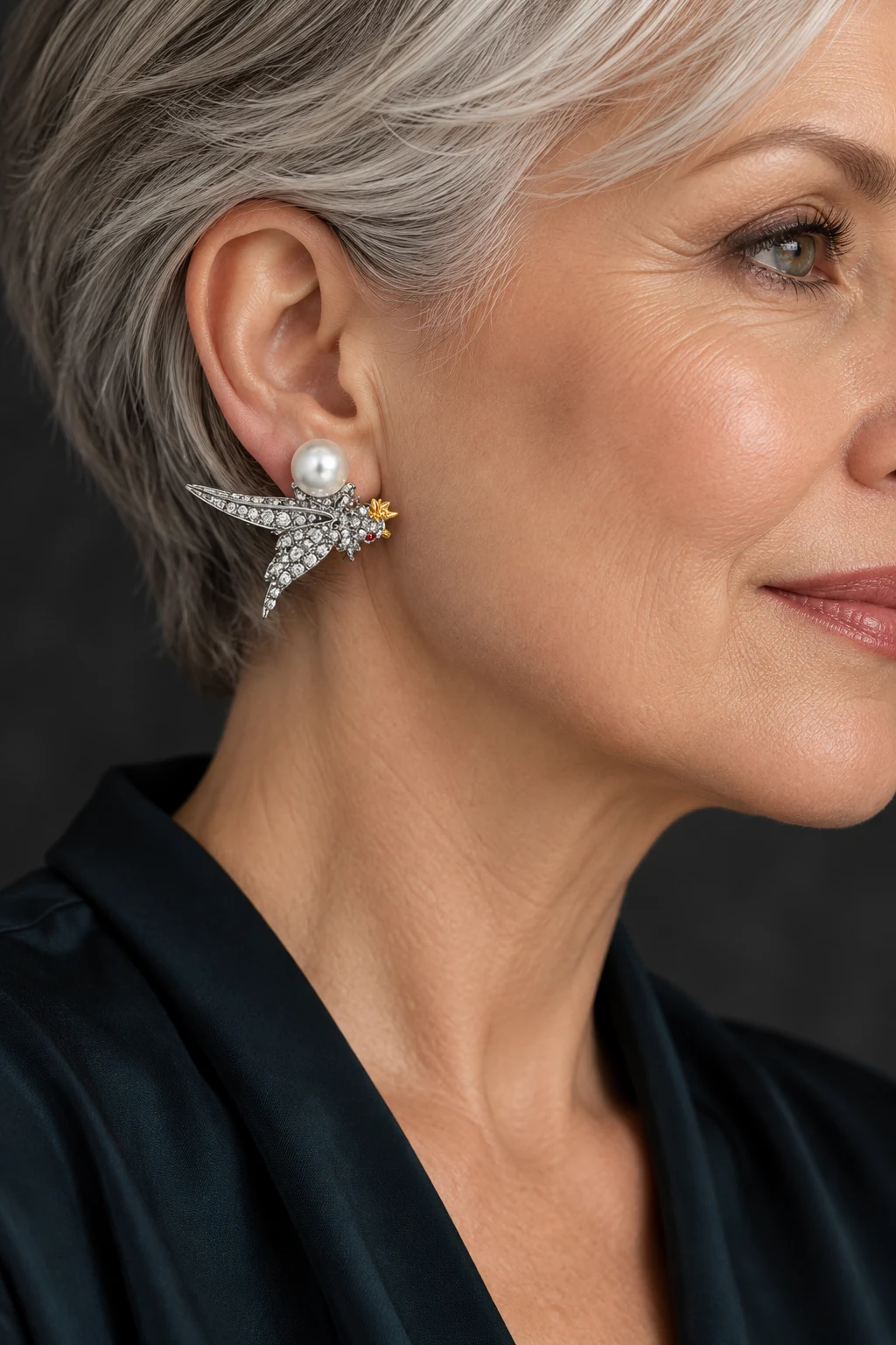 The Vivienne Fleur Earrings worn on a model — AI-generated styling preview
