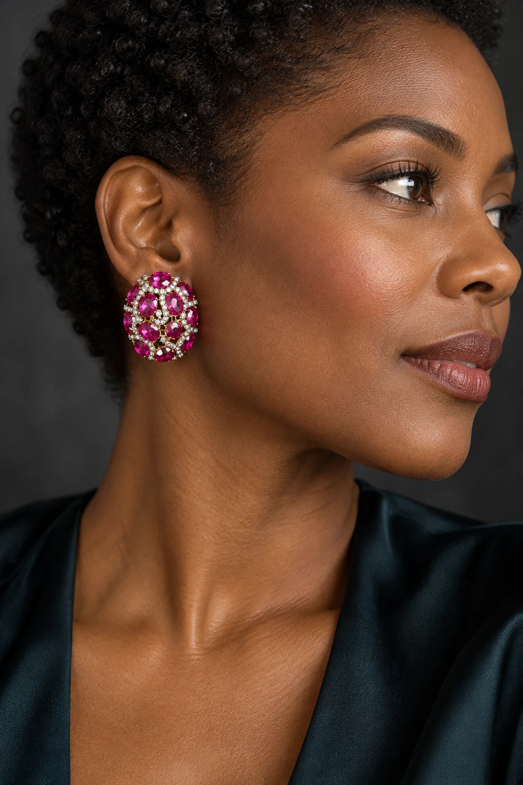 The Mirabelle Fable Earrings worn on a model — AI-generated styling preview