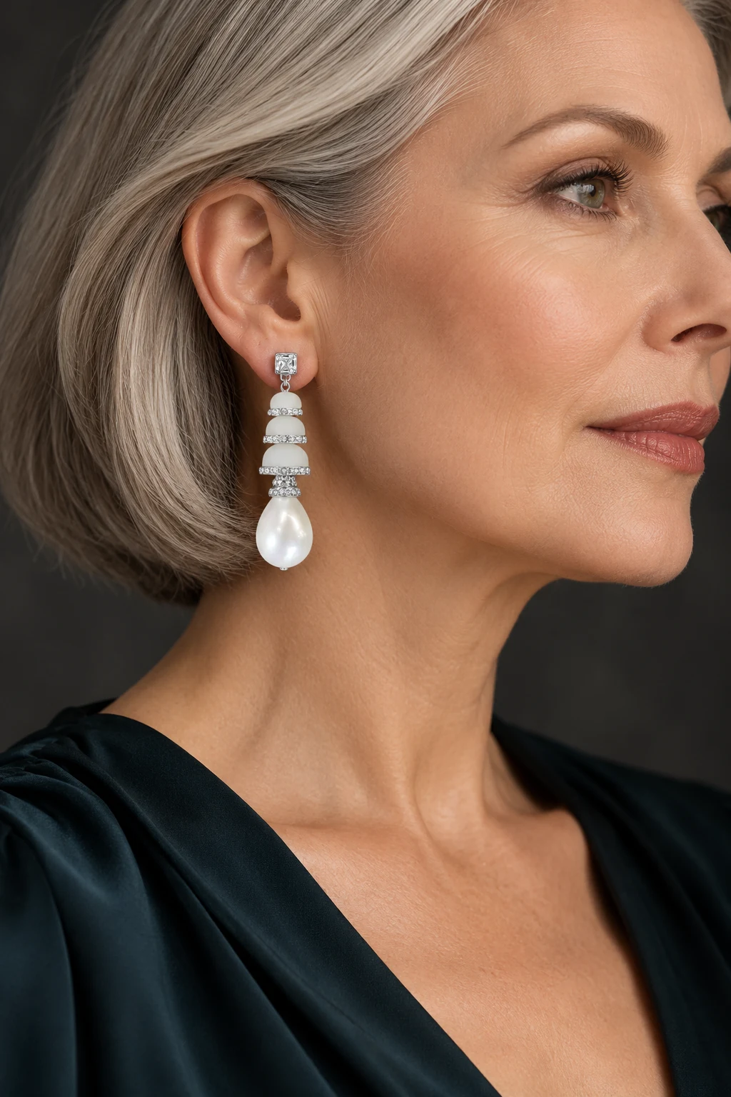 The Oriane Fleur Earrings worn on a model — AI-generated styling preview
