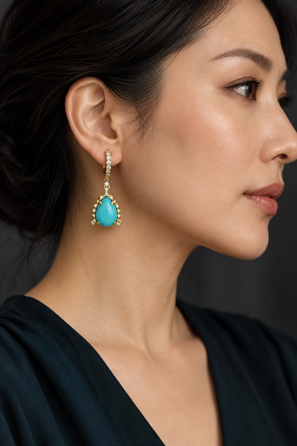 The Delphine Fleur Earrings worn on a model — AI-generated styling preview