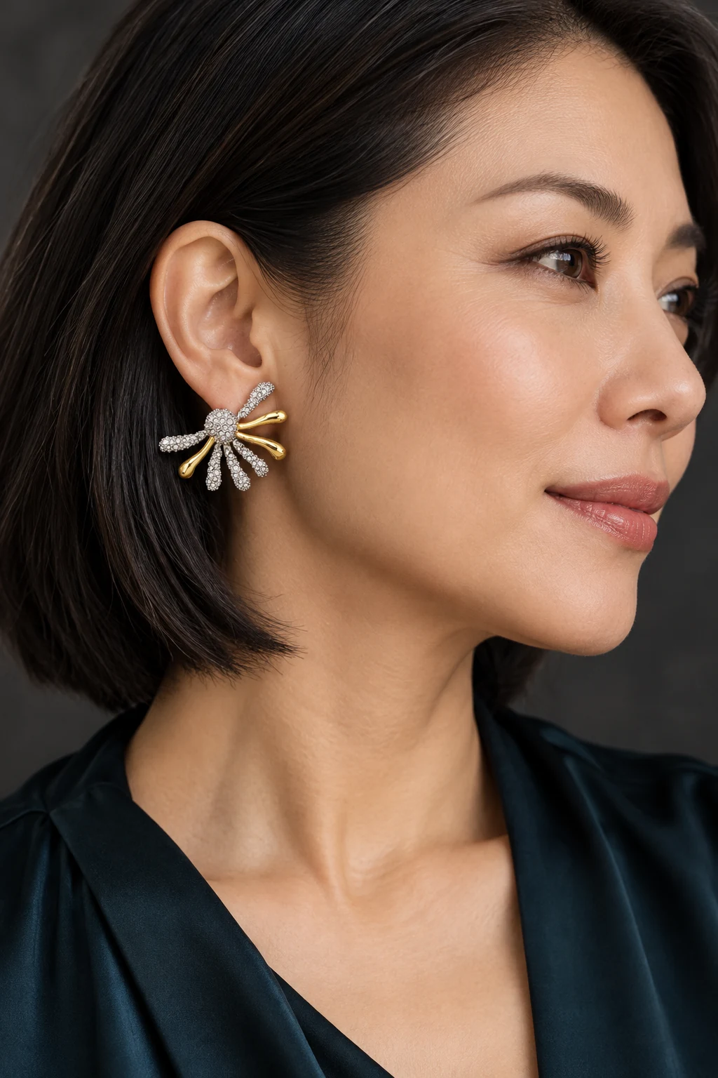 The Adeline Promenade Earrings worn on a model — AI-generated styling preview
